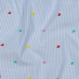 Broderie -  Cotton   -  Stripes  - Dobby  - Blue