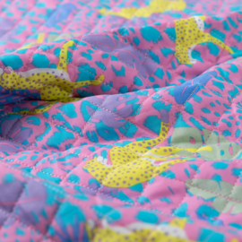 Stepped - Quilted - Leopard  - Double Sided -  Yellow Pink