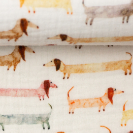 Swafing - Double Gauze -  Dachshund   - Off White