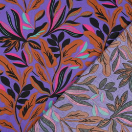 Nerida Hansen - Cotton Satin  - Lush Leaves  -  Purple