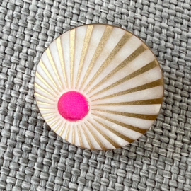 Knoop - Rond - 15 mm - Pearl Akoya - Gold Fluo Pink