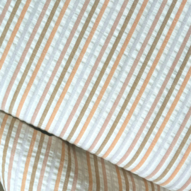 Katoen Seersucker - Stripes  - Yellow Green Orange
