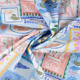 Decostof  - Canvas - Sea Food - Dusty Blue