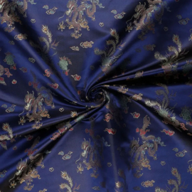 Satijn - Dragon Brocade - Dark blue