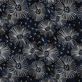 Katoen Print - Batik - Dark Navy 001