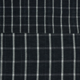 Verhees Textiles - Double Gauze Melange - Double Sided Check - Navy