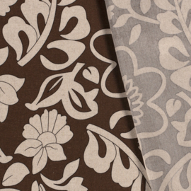 Linnen Viscose - Retro Flowers - Brown