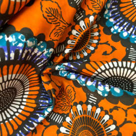 Deadstock - Katoen  - Flowers  - Orange