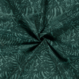 Swimpants Fabric  - Recycled  - Quick Dry  -  Leaves     - Petrol