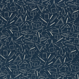 Katoen Print | Swafing -  Math - Navy