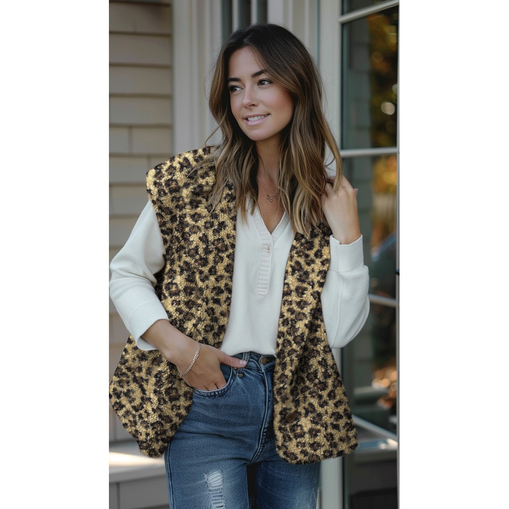 Verhees Textiles - Boucle  - Leopard Print   - Brown