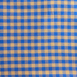 Katoen Flanelle  - Checks   - Cobalt Caramel