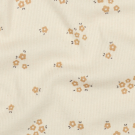 Verhees Textiles - Rib Jersey Organic - Flowers - Natural