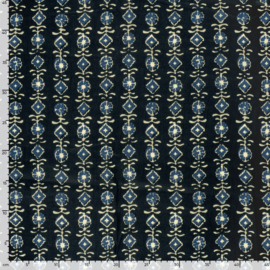 katoen Print - Voile - Batik - Flowers - Indigo