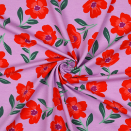 French Terry  - Flowers  - Pink
