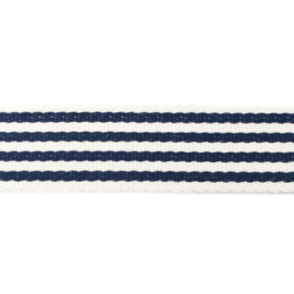 Tassenband Katoen | Streep - Donkerblauw  |  4cm breed
