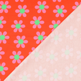 Tricot Print - Flowers - Rood Pink