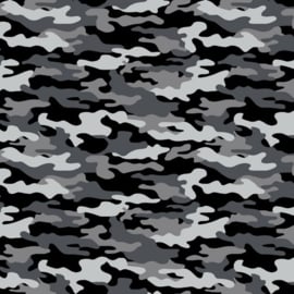 Katoen Print Army  |  Gray - Black
