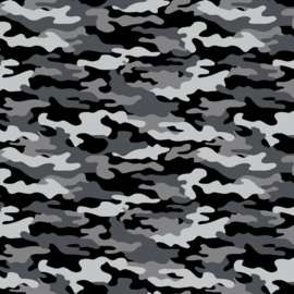 Katoen Print Army  |  Gray - Black