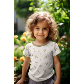 Verhees Textiles - Rib Jersey Organic - Flowers - Natural