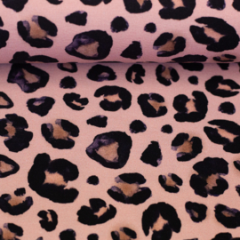 Swafing Tricot Jersey  - Leopard Print - Pink