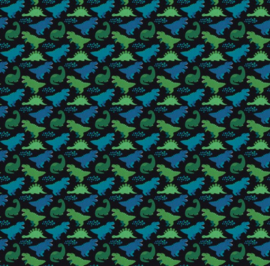 Katoen Print | Swafing -  Dino  -  Blue - Green Black
