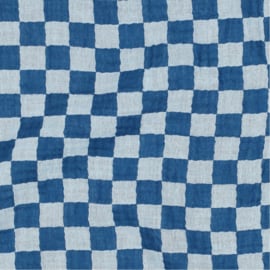 Verhees Textiles - Double Gauze - Double Sided Checks  - Blue