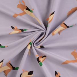 French Terry - Print -  Ducks   - Lavender