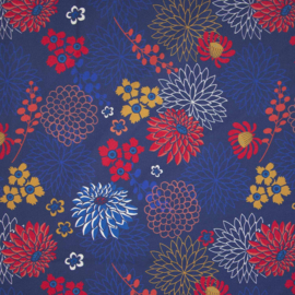 Katia Fabrics - Poplin - Red & Blue Dahlias
