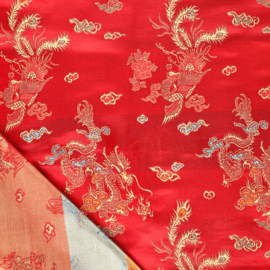 Satijn - Dragon Brocade - Red
