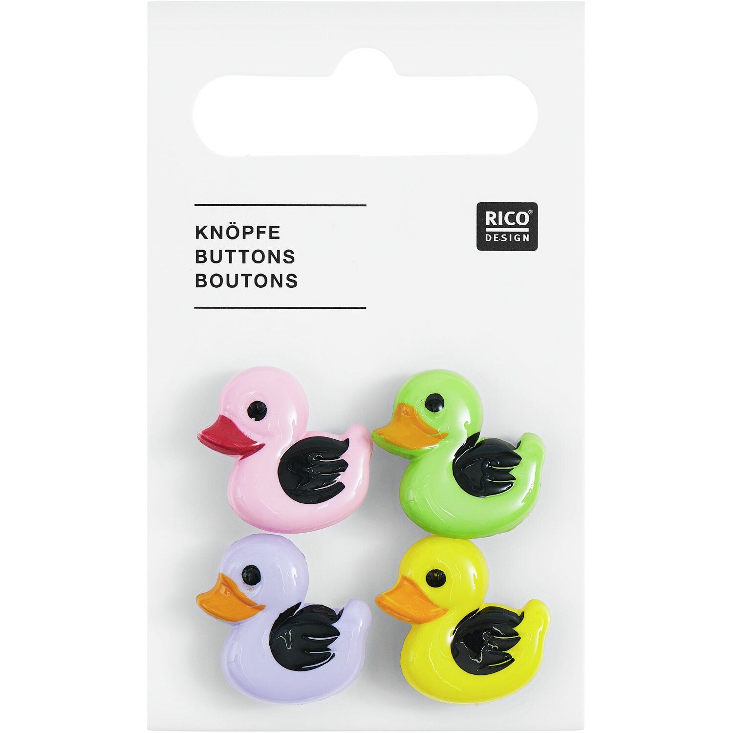 Rico Design - Buttons - Ducks - Pink GReen Lilac Yellow