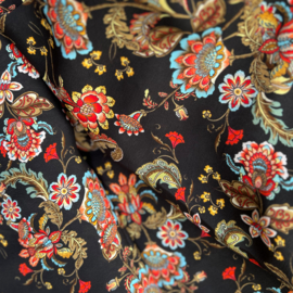 Deadstock stoffen - Viscose Crepe  - Flowers  - Multicolor Black