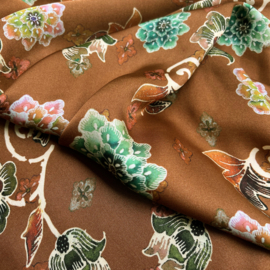 Bittoun - A la Ville - Viscose  Satijn   - Flowers  - Marron