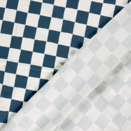 French Terry Organic   - Checks   - Steelblue