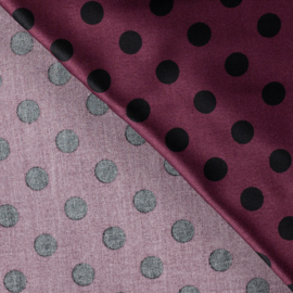 Viscose Satijn Print - Dots  - Wine Black