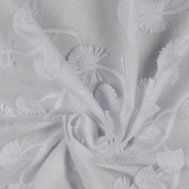 Verhees Textiles - Cotton Voile Embroidery Gingko Flowers - White