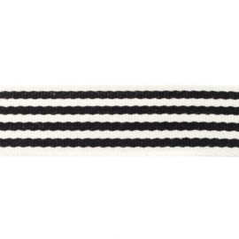 Tassenband Katoen | Streep - Zwart | 4cm breed