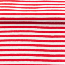 tricot boordstof streep | wit - rood