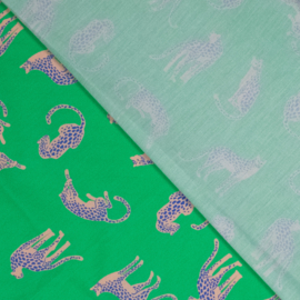 Katoen Poplin Print - Mies & Moos  - Leopard - Green