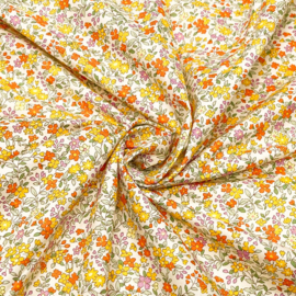 Katoen Print - Small flowers - Yellow