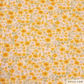 Katia Fabrics - Poplin Katoen - Flowers Yellow