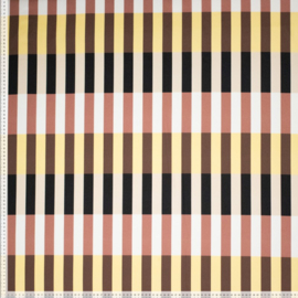 Katoen Poplin Print - Ilja Blocks - Brown