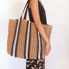 Raffia - Paper Knit - Stripe - Black White