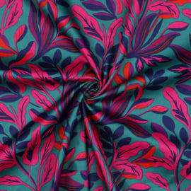 Nerida Hansen - Cotton Satin  - Lush Leaves  -  Petrol