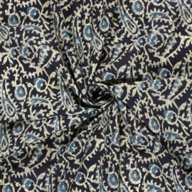 katoen Print - Voile - Batik  -  Ethnic    - Dark Blue