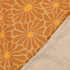 Viscose Poplin  Print - Big Flowers  - Caramel Yellow
