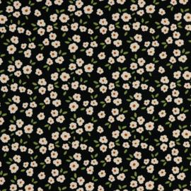 Verhees Textiles - Rib Jersey - Small Flowers - Black