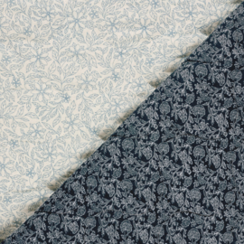 Stepped - Quilted - Flowers    - Double Sided -  Blue