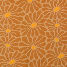 Viscose Poplin  Print - Big Flowers  - Caramel Yellow
