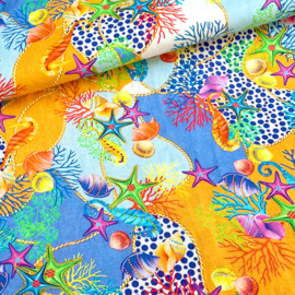 Deadstock - Linnen Viscose - Sea Garden - Acqua